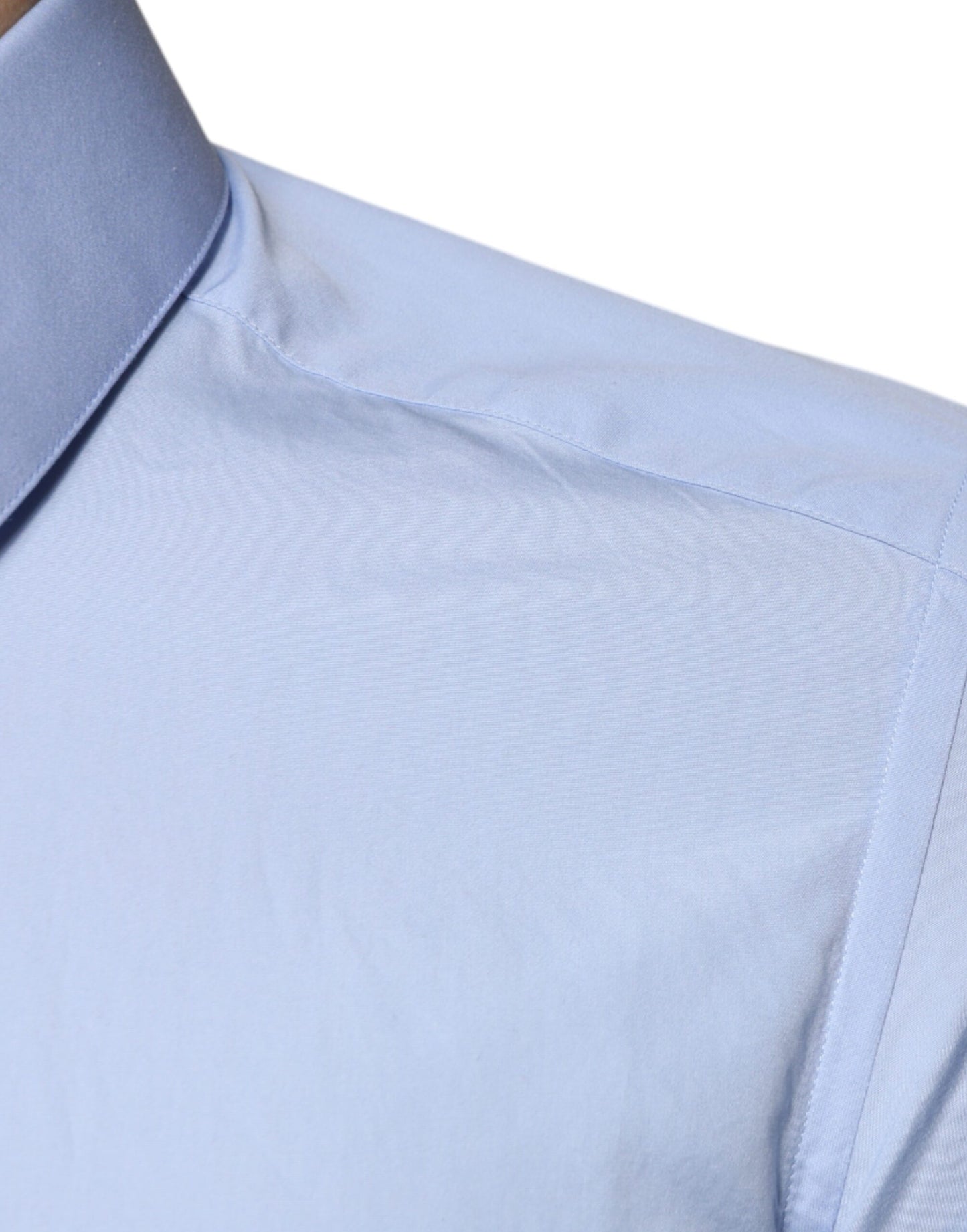 Dolce &amp; Gabbana Hellblaues Slim Fit GOLD-Hemd aus Baumwolle