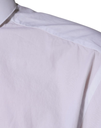 Dolce &amp; Gabbana – Slim Fit-Hemd aus Baumwolle in Weiß mit Logo und GOLD
