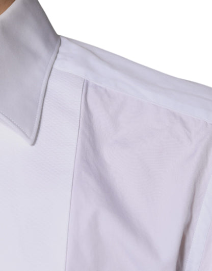 Dolce &amp; Gabbana Weißes Bib Baumwollpopeline GOLD Herren Formelles Hemd
