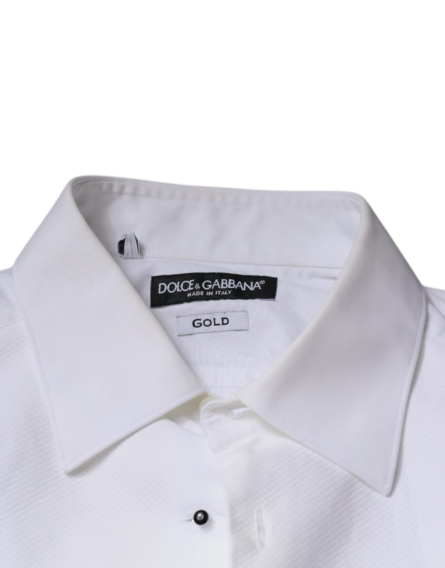 Dolce &amp; Gabbana Weißes Bib Baumwollpopeline GOLD Herren Formelles Hemd