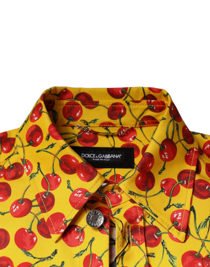Dolce &amp; Gabbana Gelbes Kirsch-Button-Down-Hemd für Herren