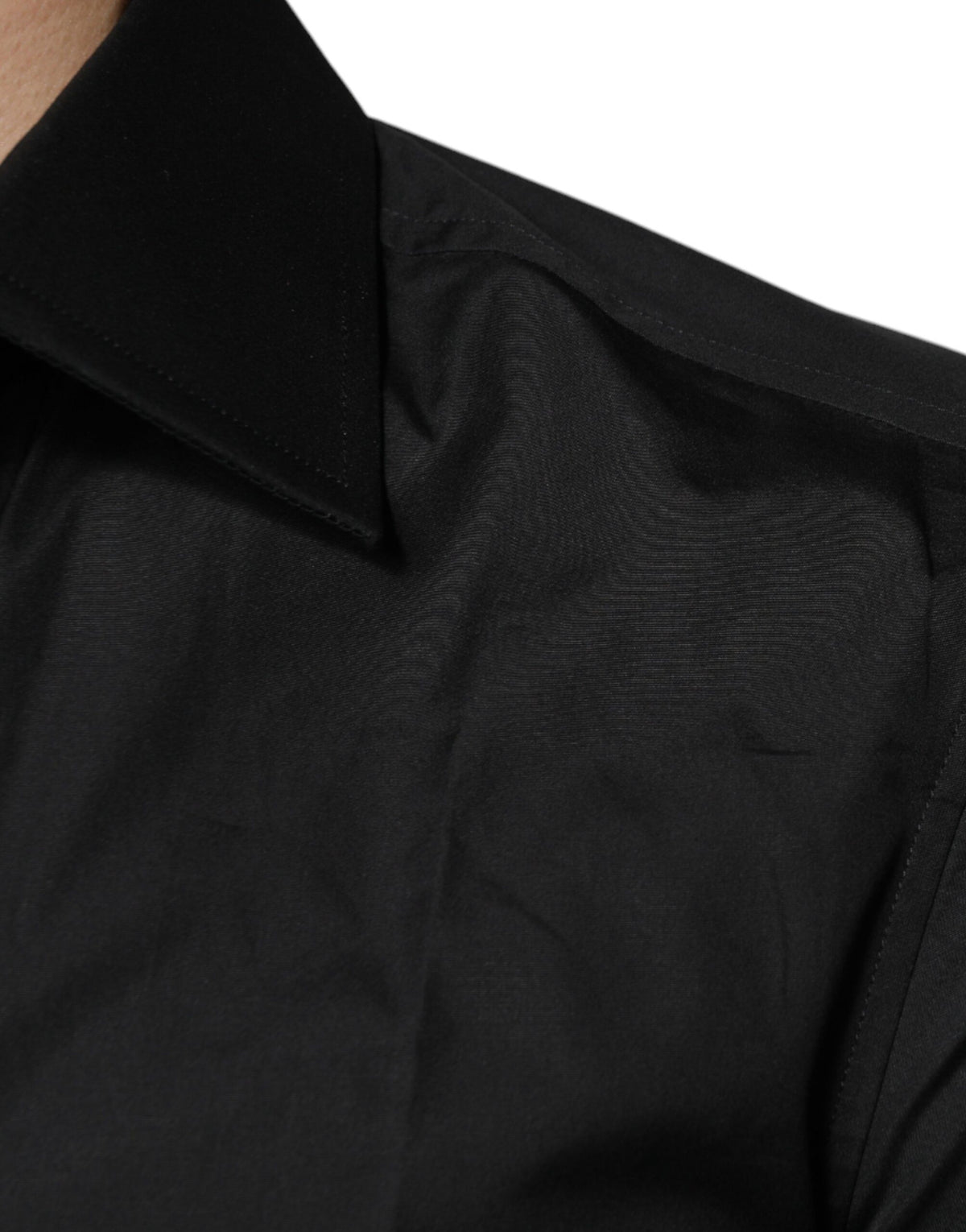 Dolce &amp; Gabbana – Schwarzes, formelles Langarmhemd aus Baumwolle