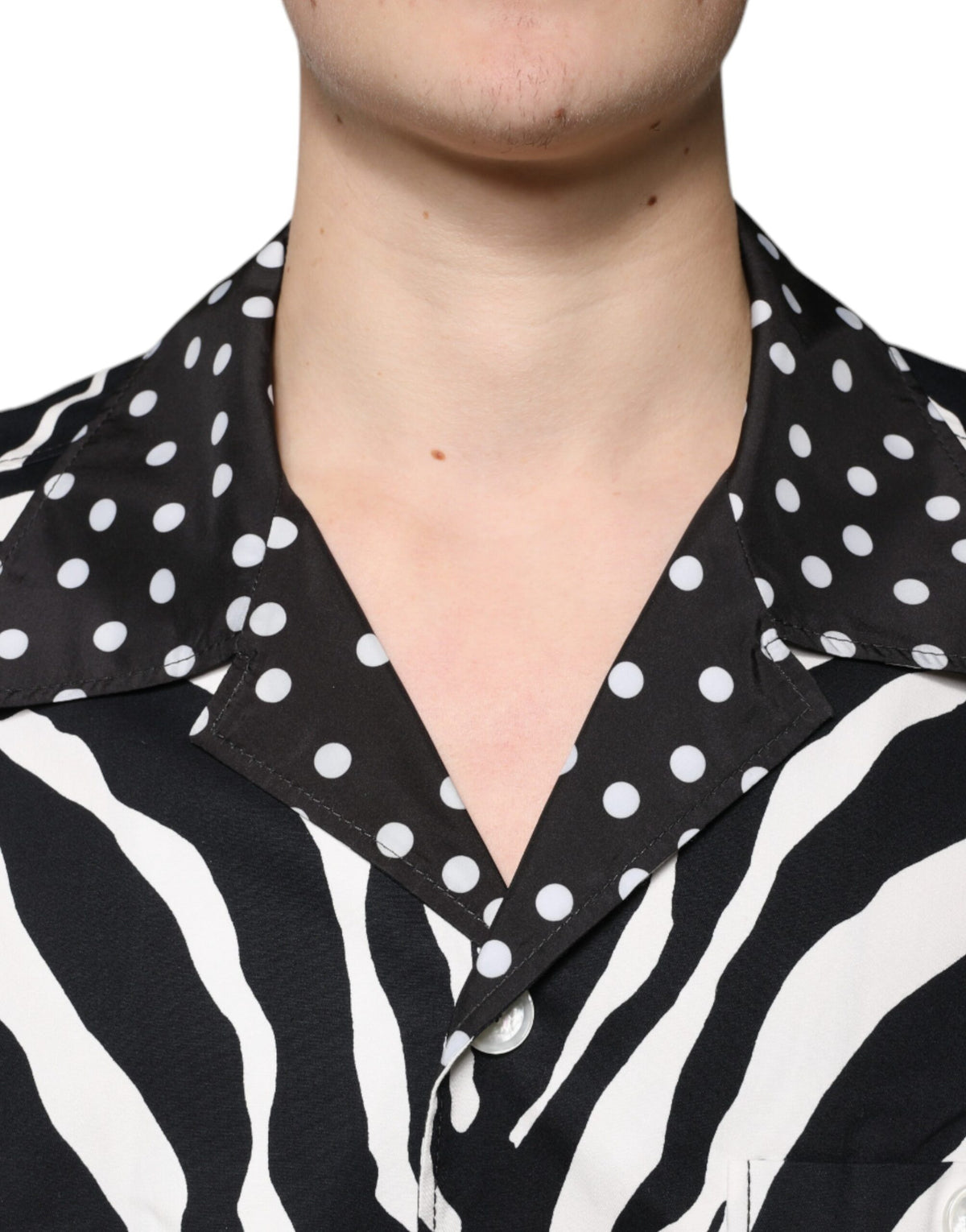Dolce &amp; Gabbana – Oversize-Hemd mit Zebra-Knopfleiste in Schwarz und Weiß