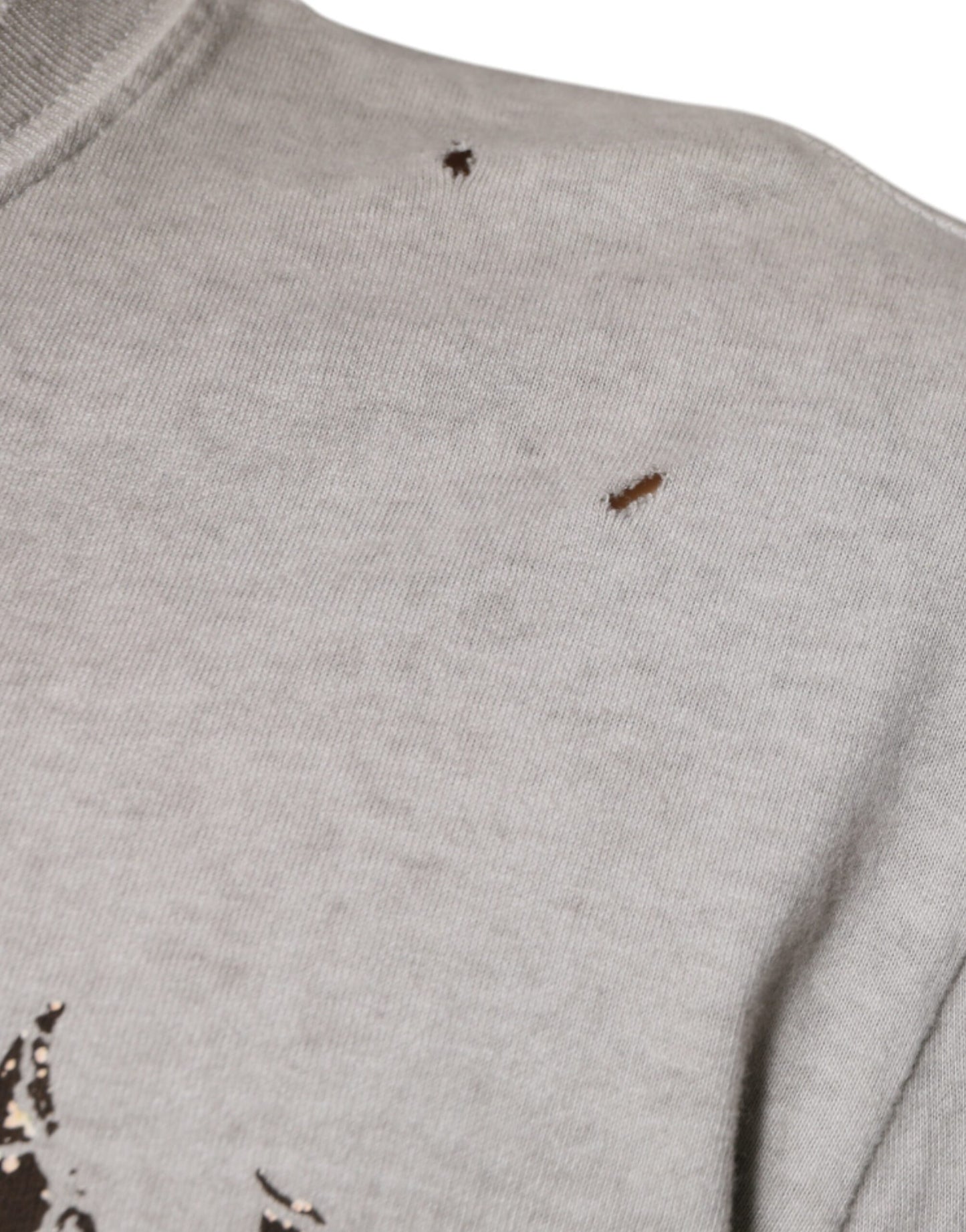 Dolce &amp; Gabbana Grau bedruckter Baumwollpullover mit Rundhalsausschnitt