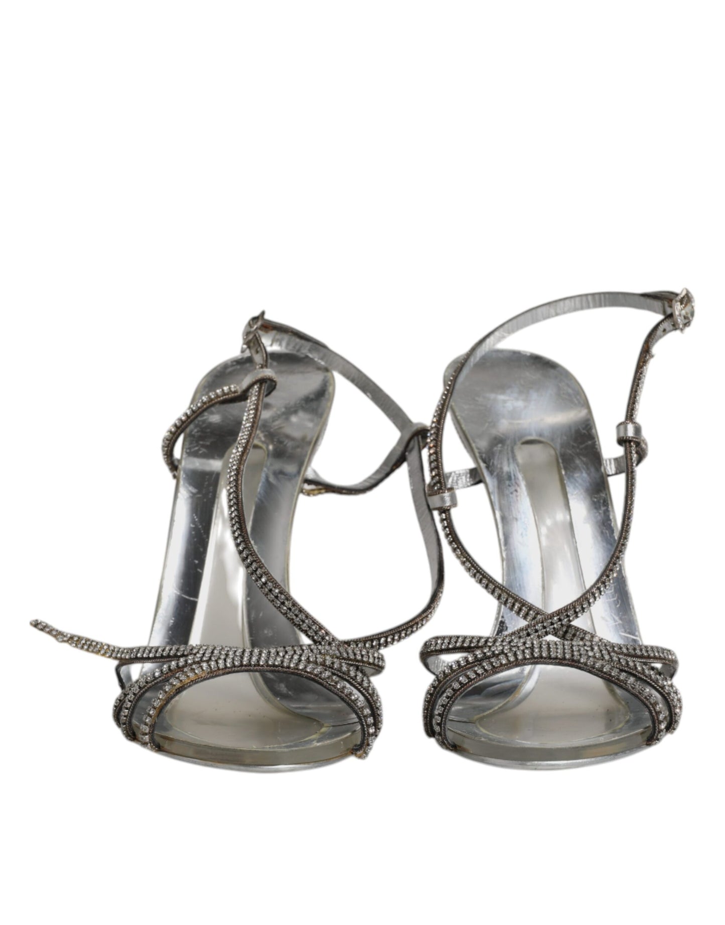 Dolce &amp; Gabbana Silber Kristall Slingback KEIRA Sandalen Schuhe