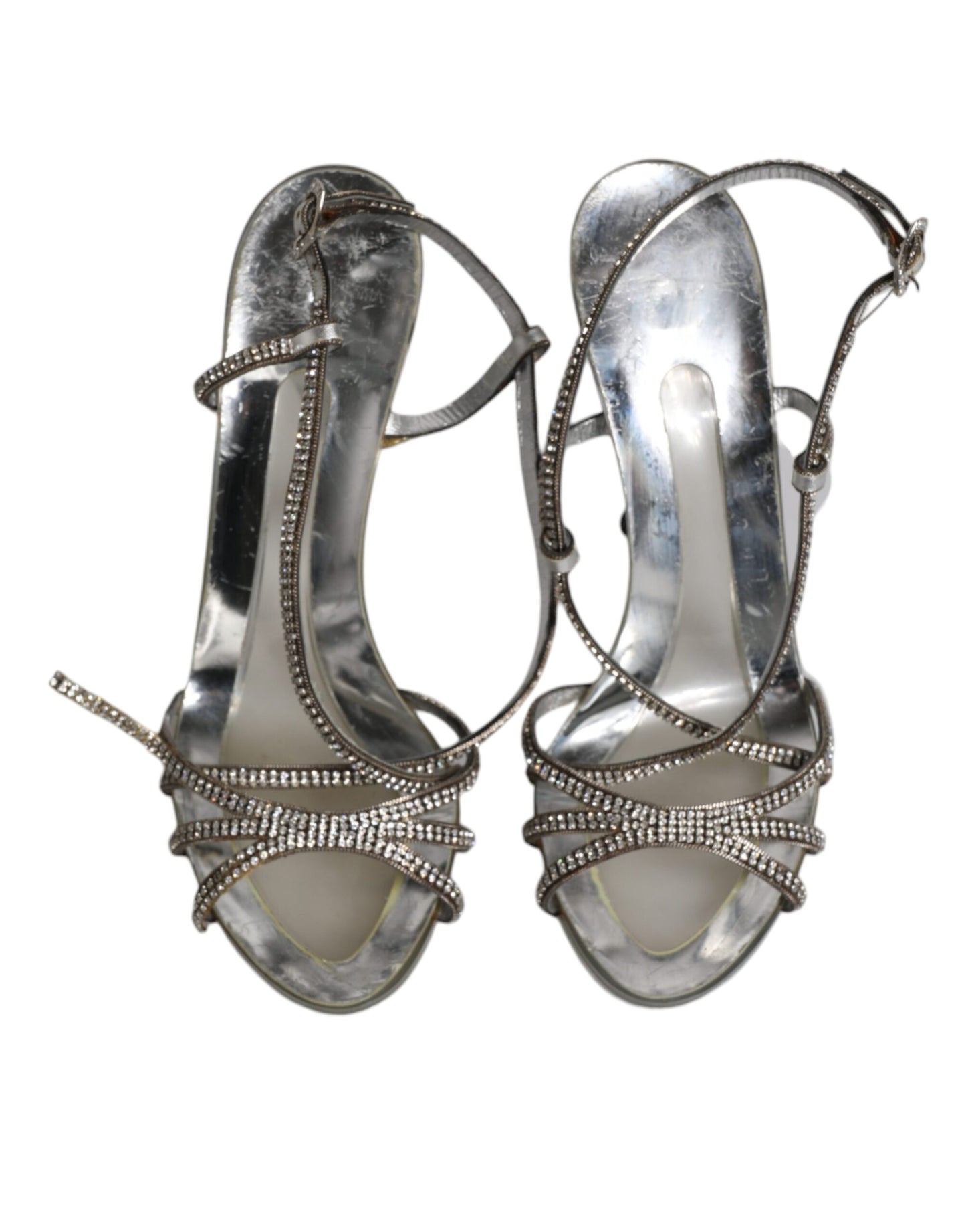 Dolce &amp; Gabbana Silber Kristall Slingback KEIRA Sandalen Schuhe