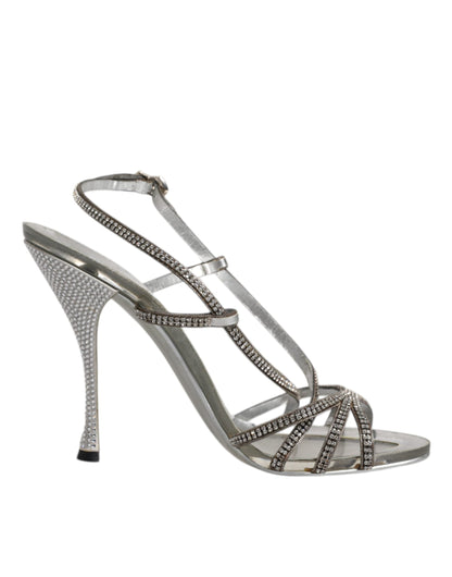 Dolce &amp; Gabbana Silber Kristall Slingback KEIRA Sandalen Schuhe