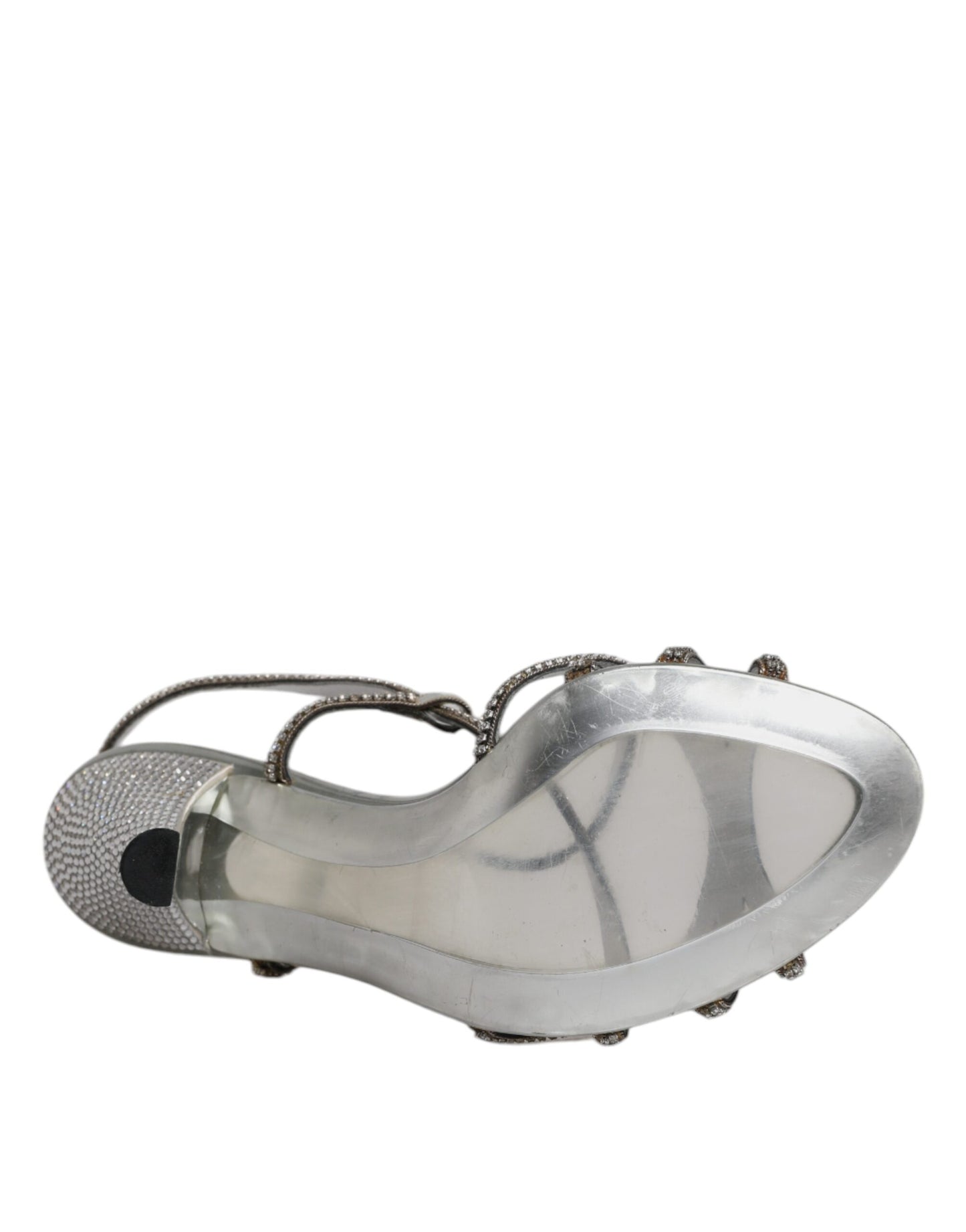 Dolce &amp; Gabbana Silber Kristall Slingback KEIRA Sandalen Schuhe