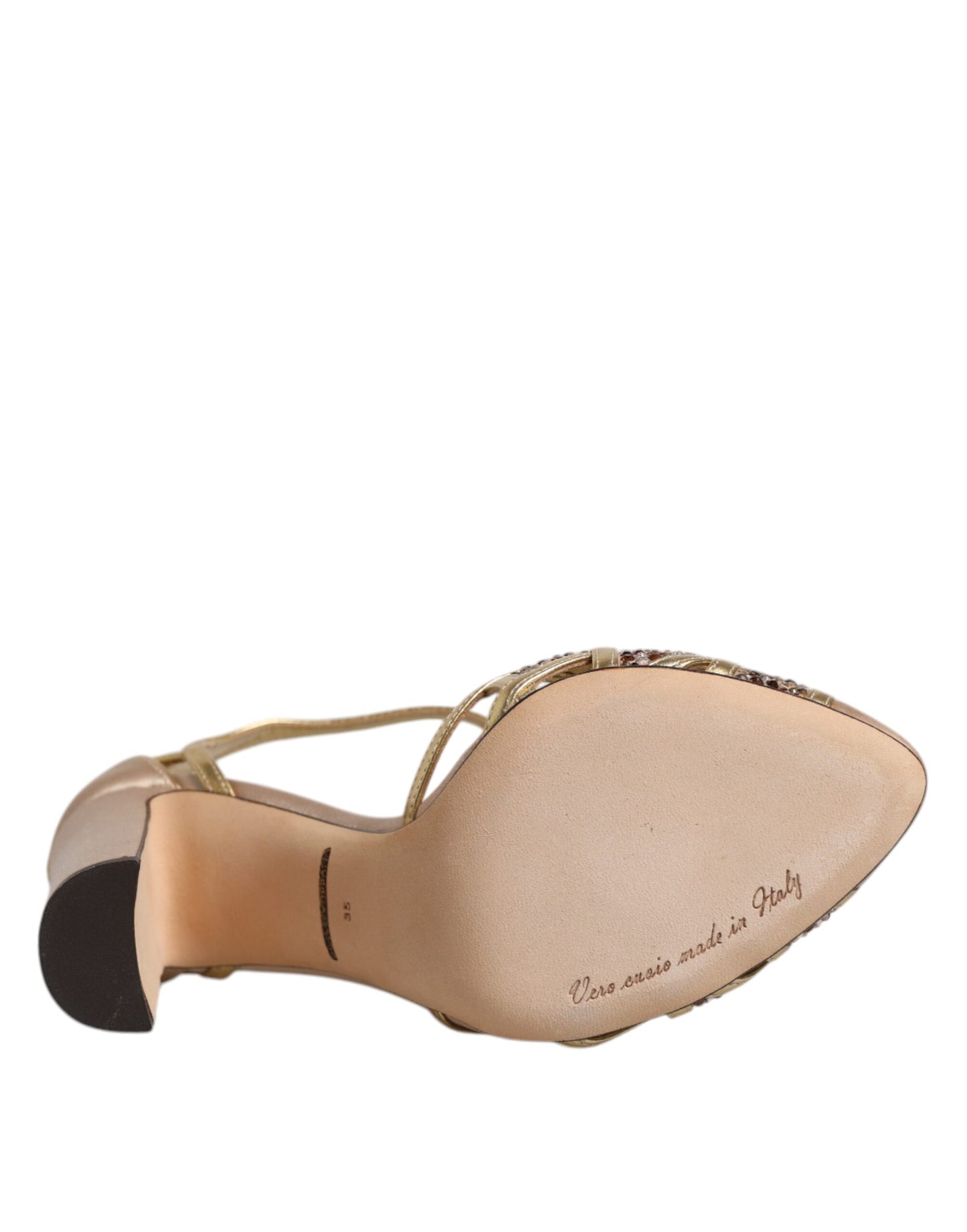 Dolce &amp; Gabbana Beige Pumps aus Satinleder mit Kristallverzierung
