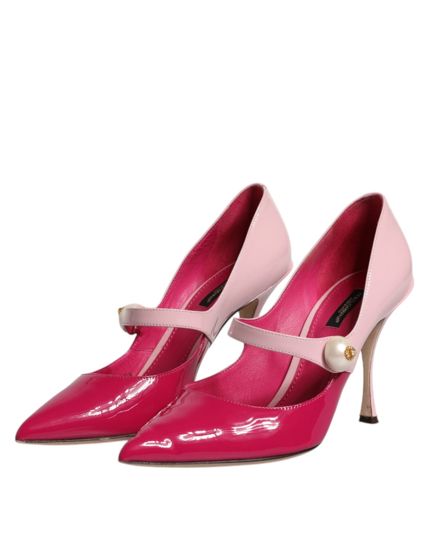 Dolce &amp; Gabbana – Pumps mit Mary-Jane-Absatz aus zweifarbigem rosa Leder