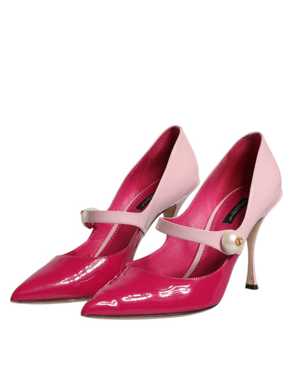 Dolce &amp; Gabbana – Pumps mit Mary-Jane-Absatz aus zweifarbigem rosa Leder