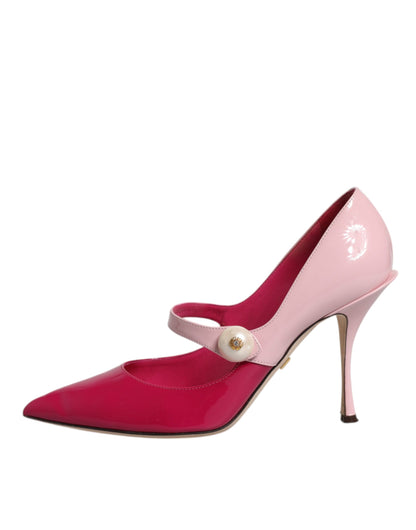Dolce &amp; Gabbana – Pumps mit Mary-Jane-Absatz aus zweifarbigem rosa Leder