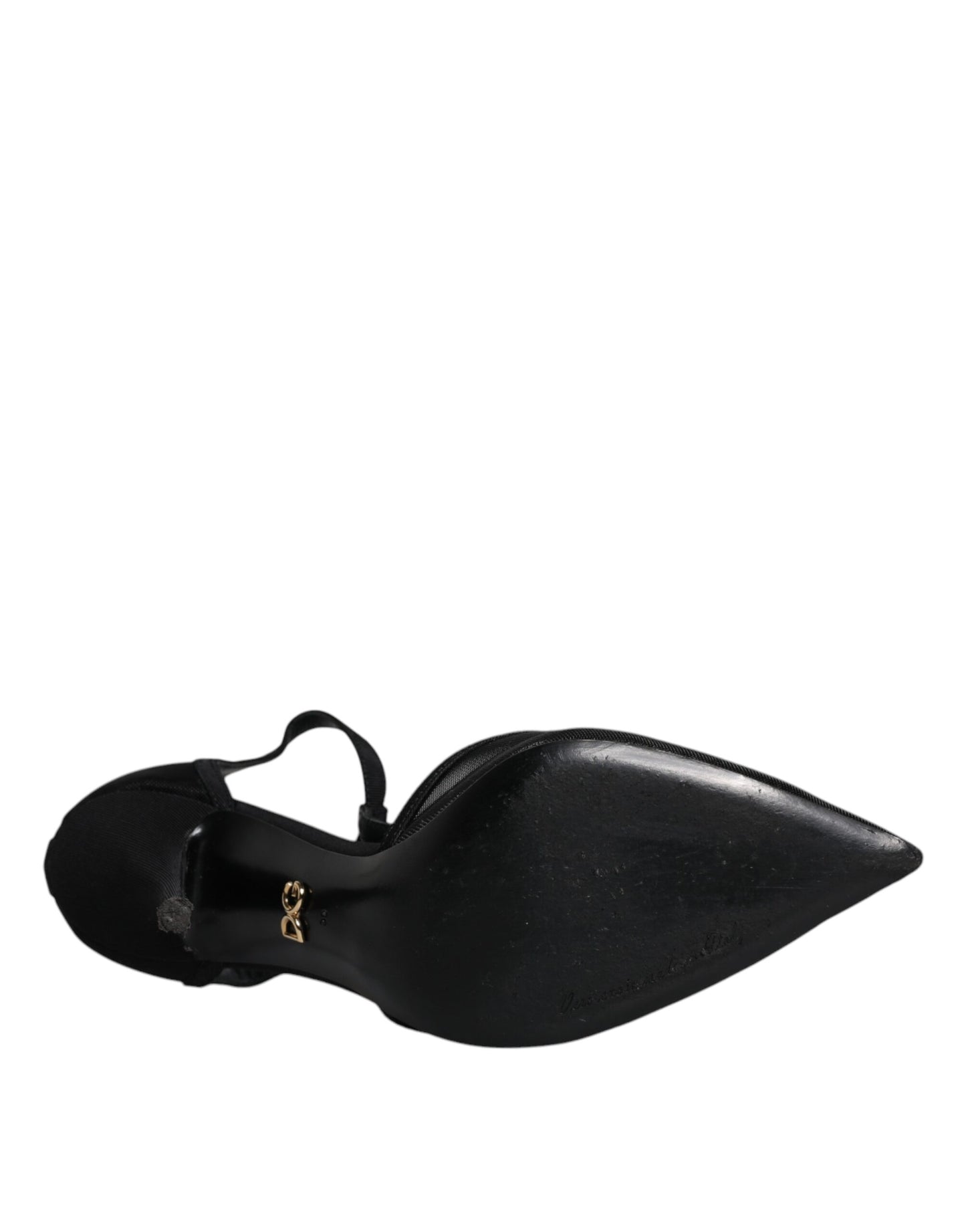 Dolce &amp; Gabbana – Schwarze High Heels mit T-Riemen aus Mesh mit Stilettoabsatz