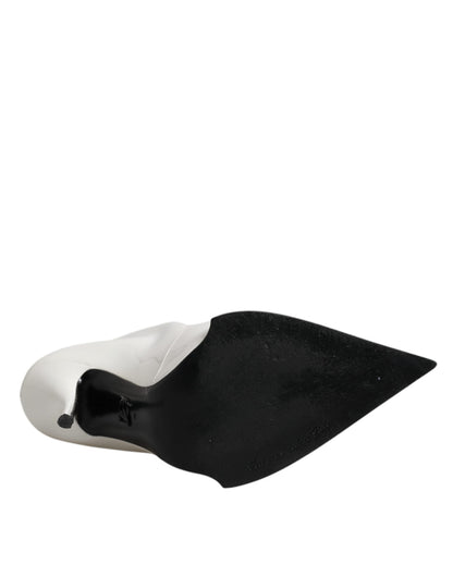 Dolce &amp; Gabbana – Weiße Stiefeletten aus Kunstperlenleder mit spitzer Zehenpartie