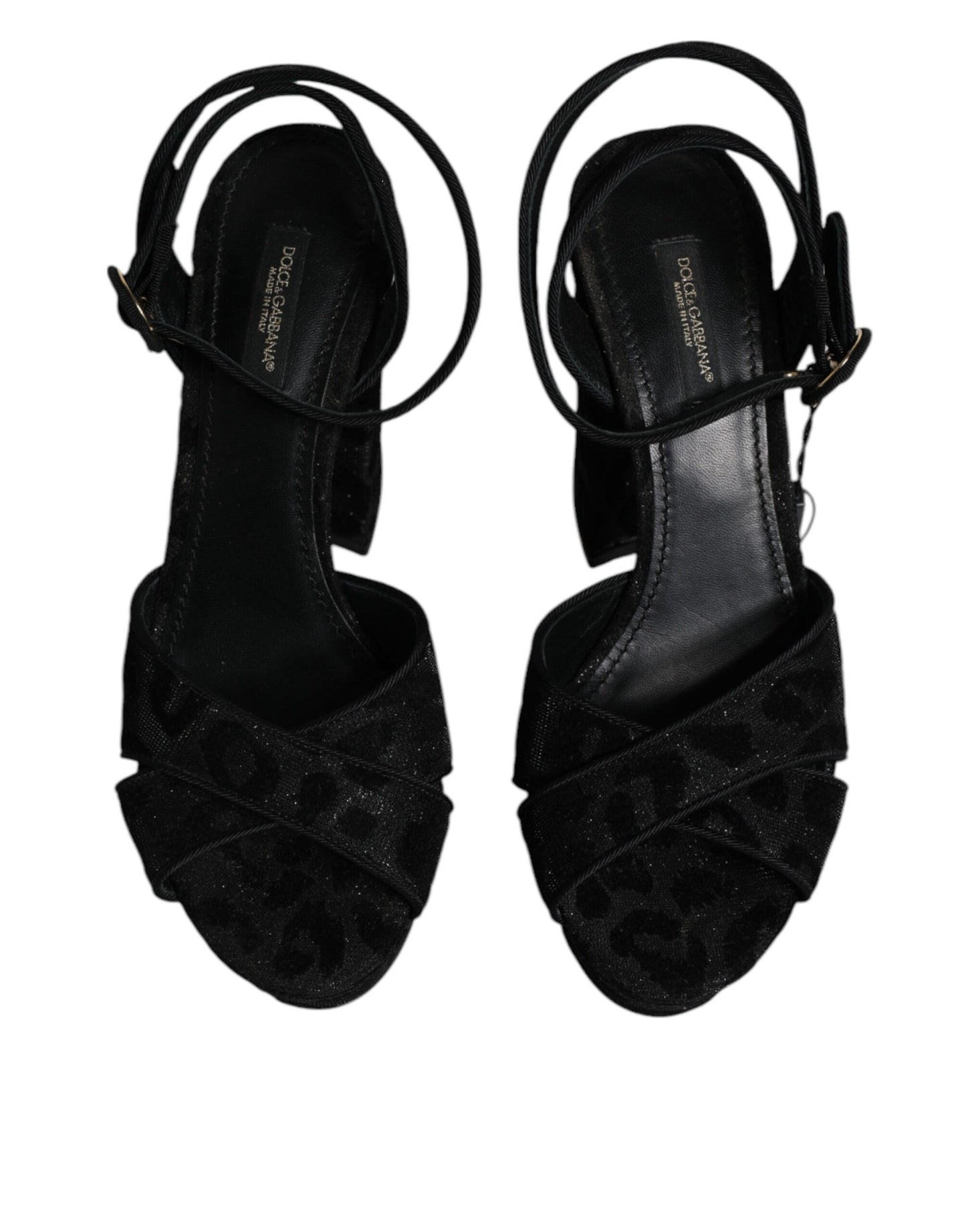 Dolce &amp; Gabbana Schwarze Leoparden-Plateau-Absatz-Sandalen