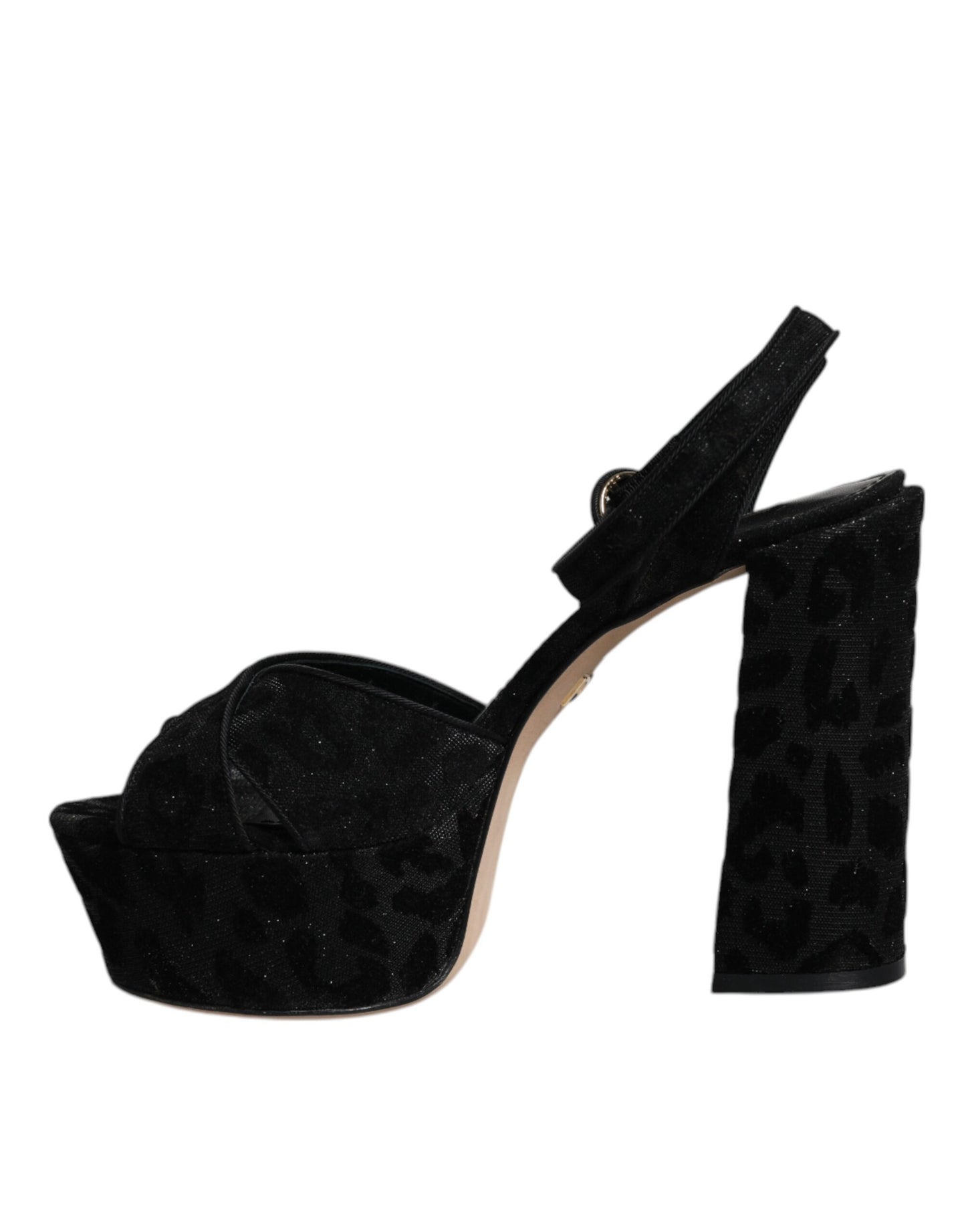 Dolce &amp; Gabbana Schwarze Leoparden-Plateau-Absatz-Sandalen
