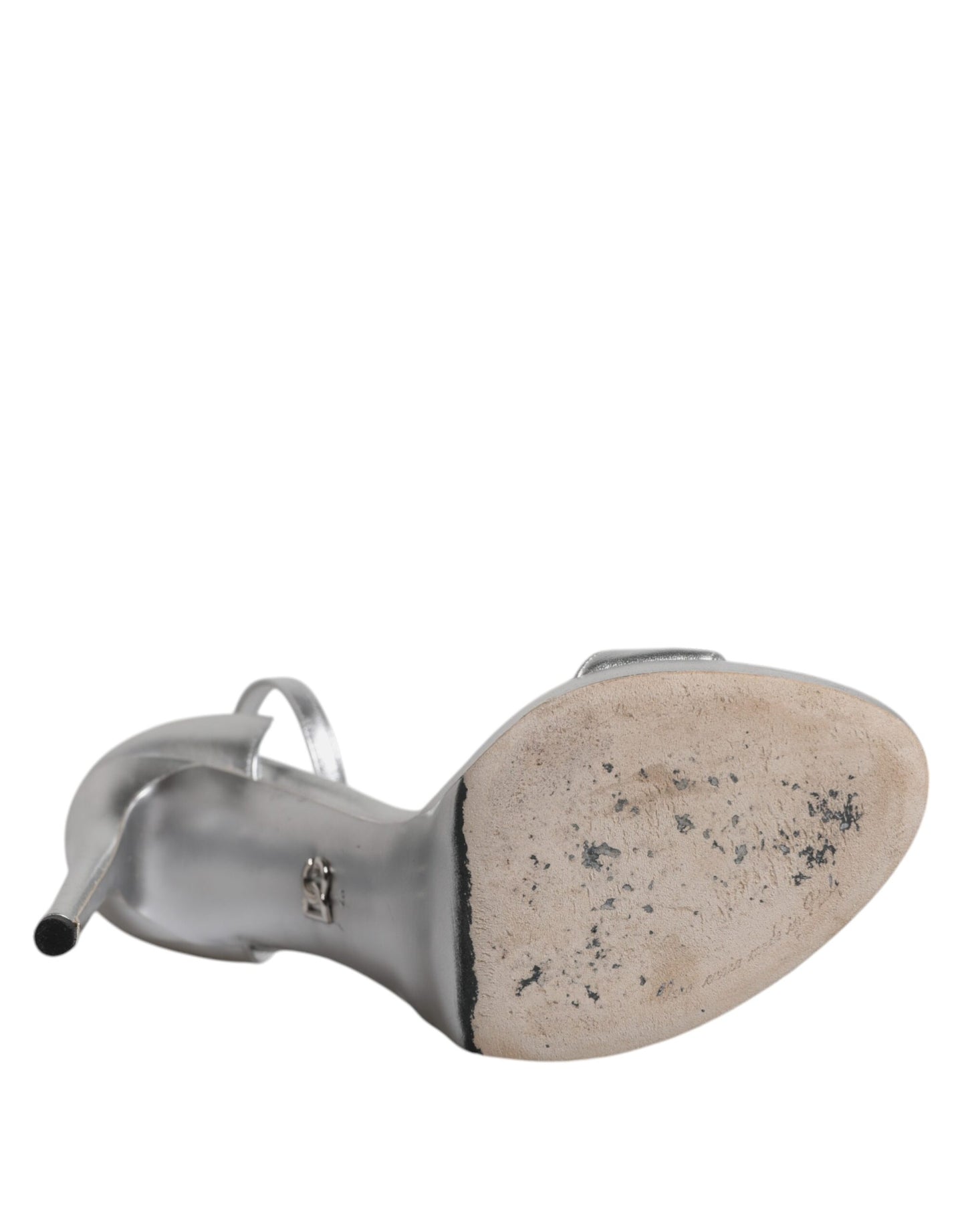 Dolce &amp; Gabbana Keira Sandalen aus silbernem Leder mit Plateau