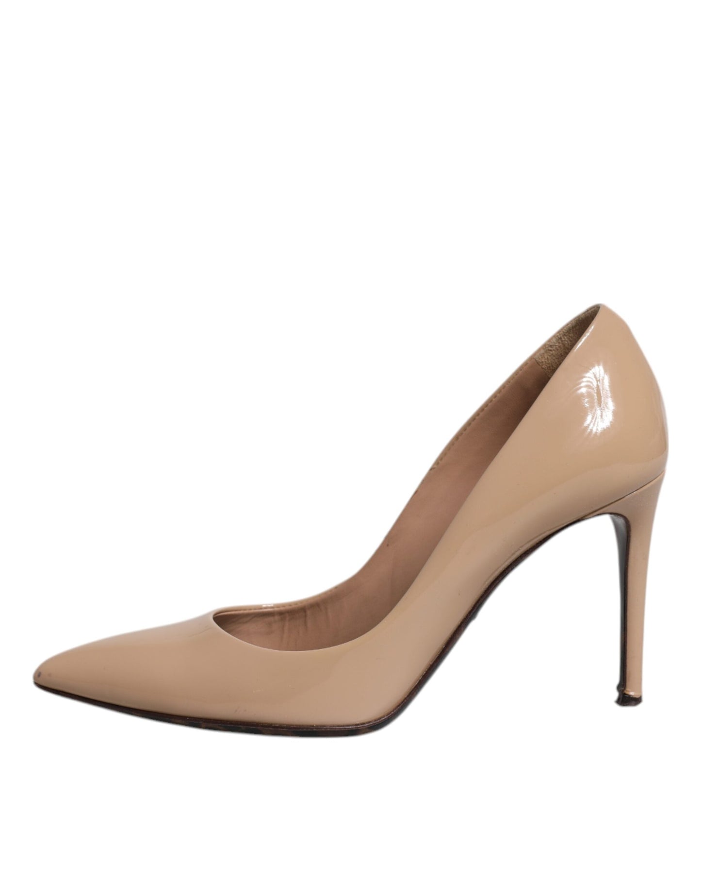 Dolce &amp; Gabbana Beige Lackleder Stiletto-Absatz Pumps Schuhe