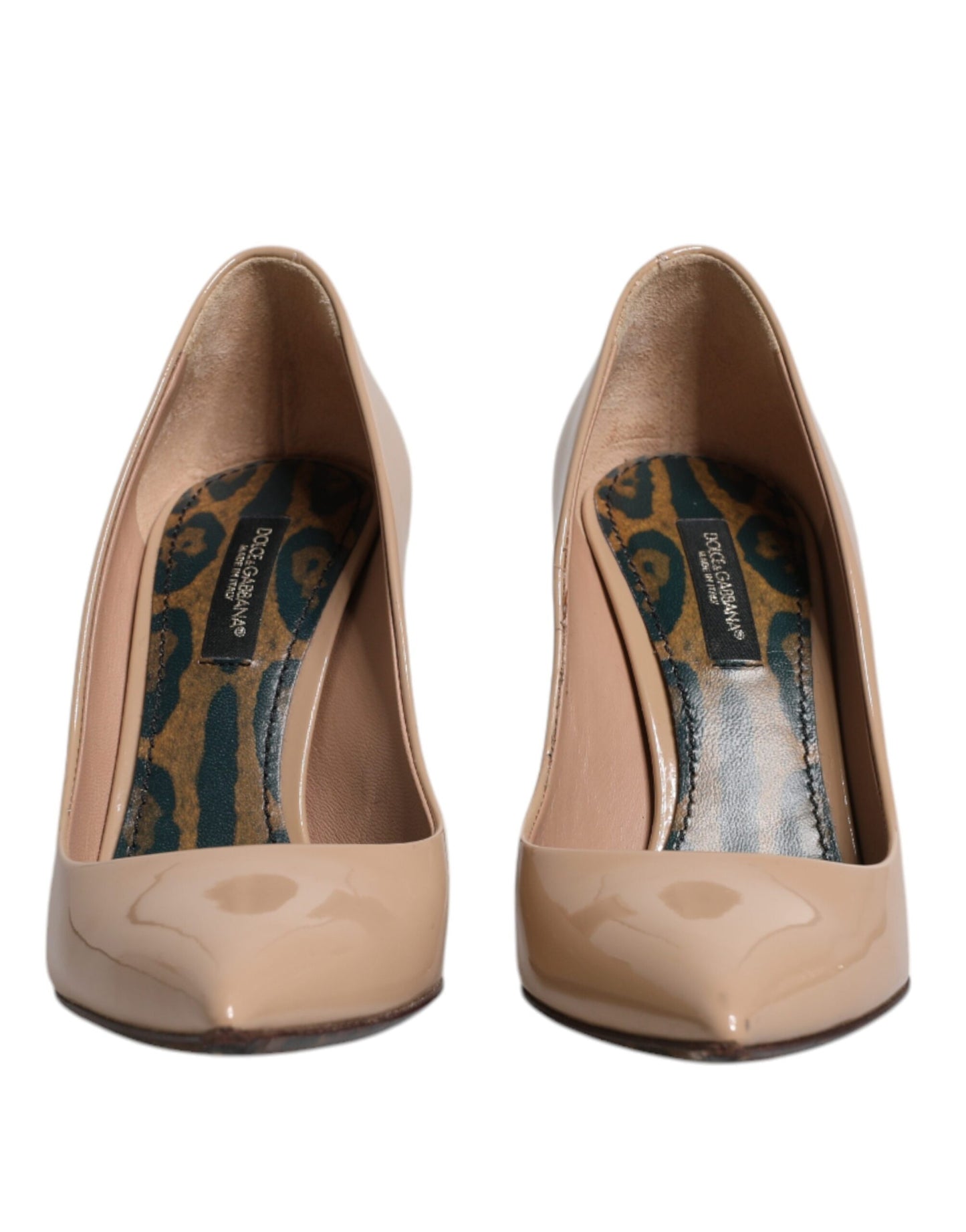 Dolce &amp; Gabbana Beige Lackleder Stiletto-Absatz Pumps Schuhe