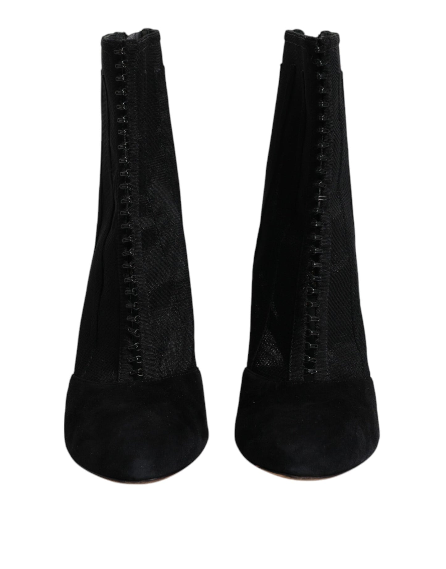 حذاء دولتشي آند غابانا أسود شبكي بكعب ستيليتو وأحذية طويلة للكاحل