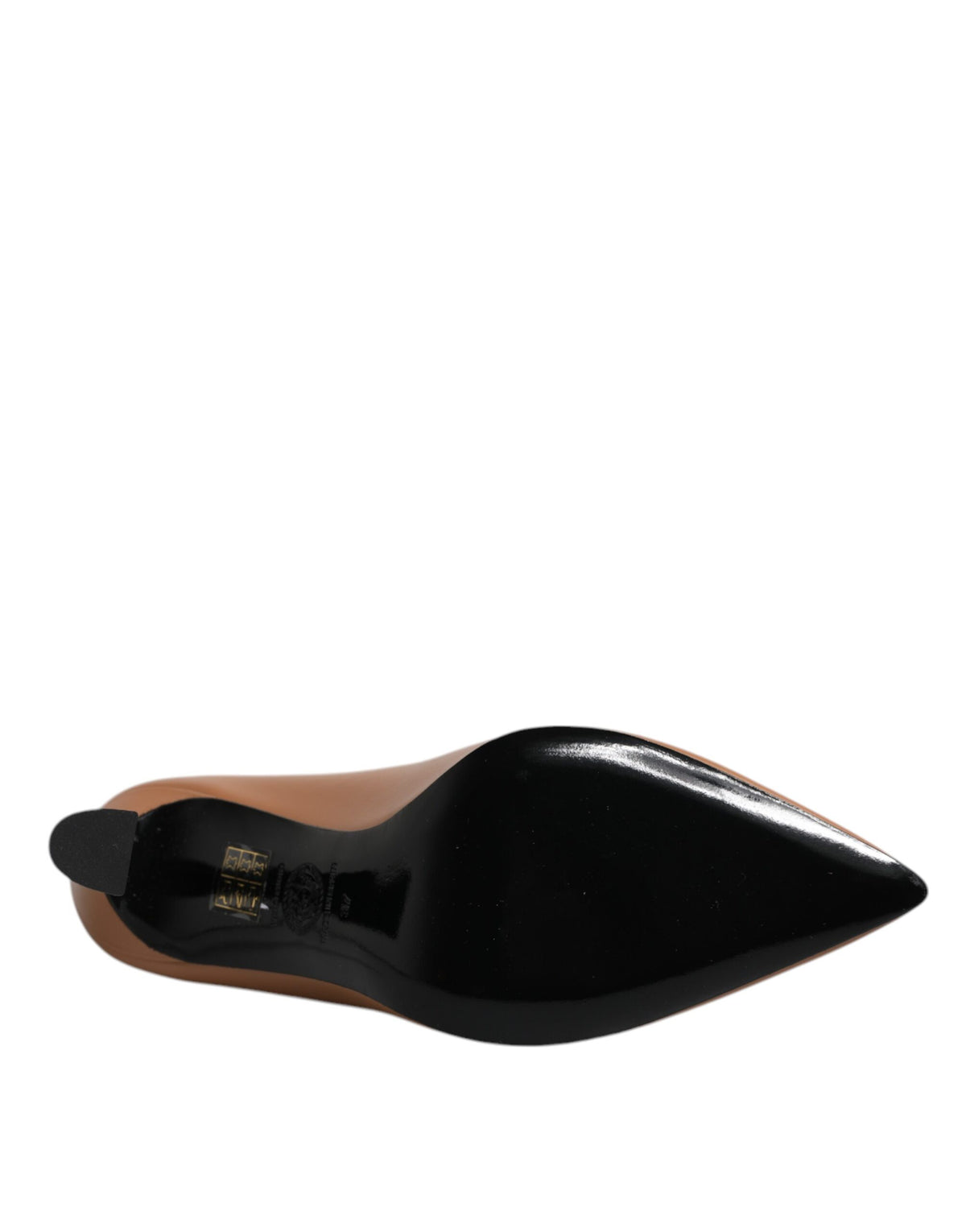 Versace – Pumps mit Logo-Plakette aus braunem Leder