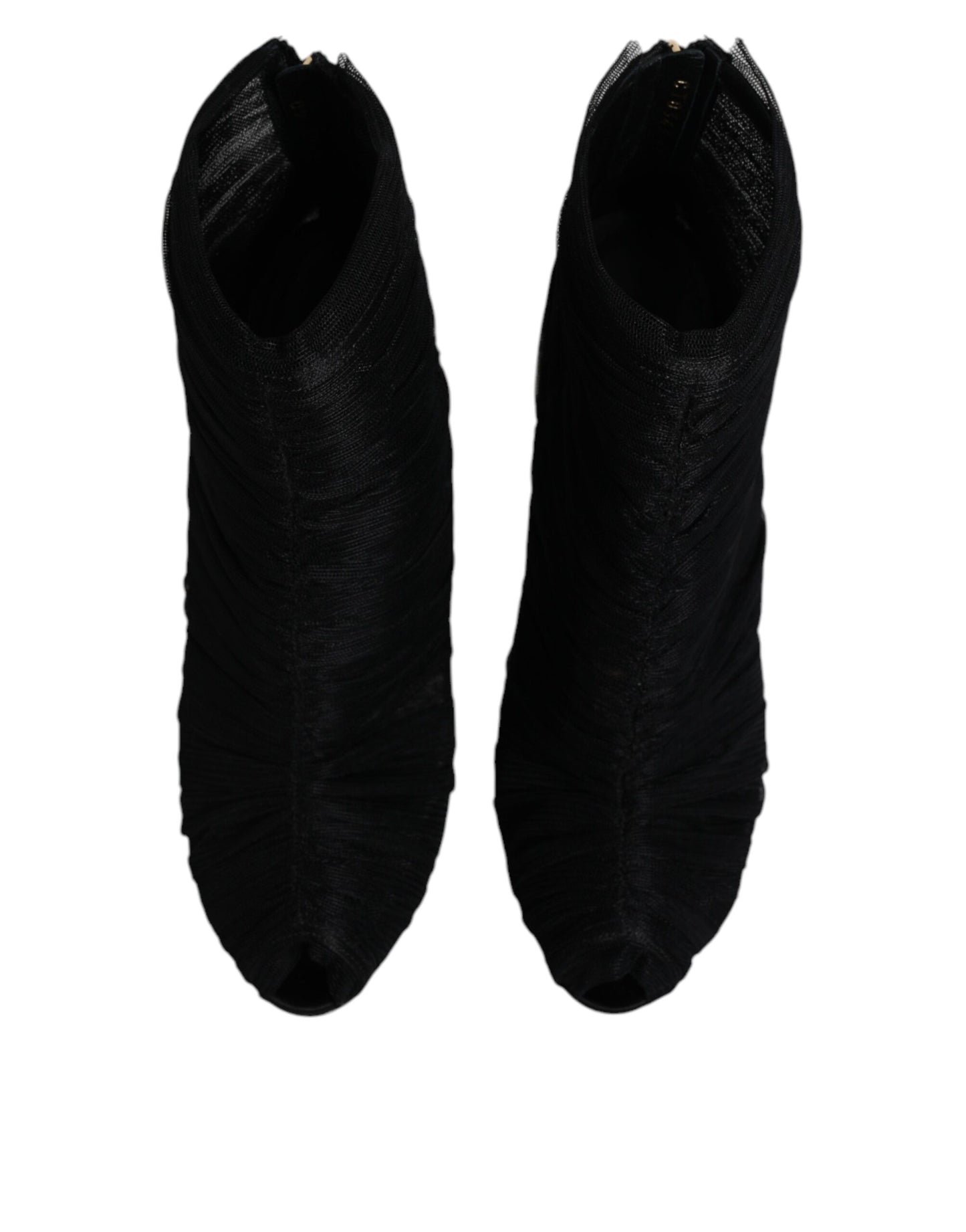 حذاء دولتشي آند غابانا أسود شبكي بكعب ستيليتو وأحذية طويلة للكاحل