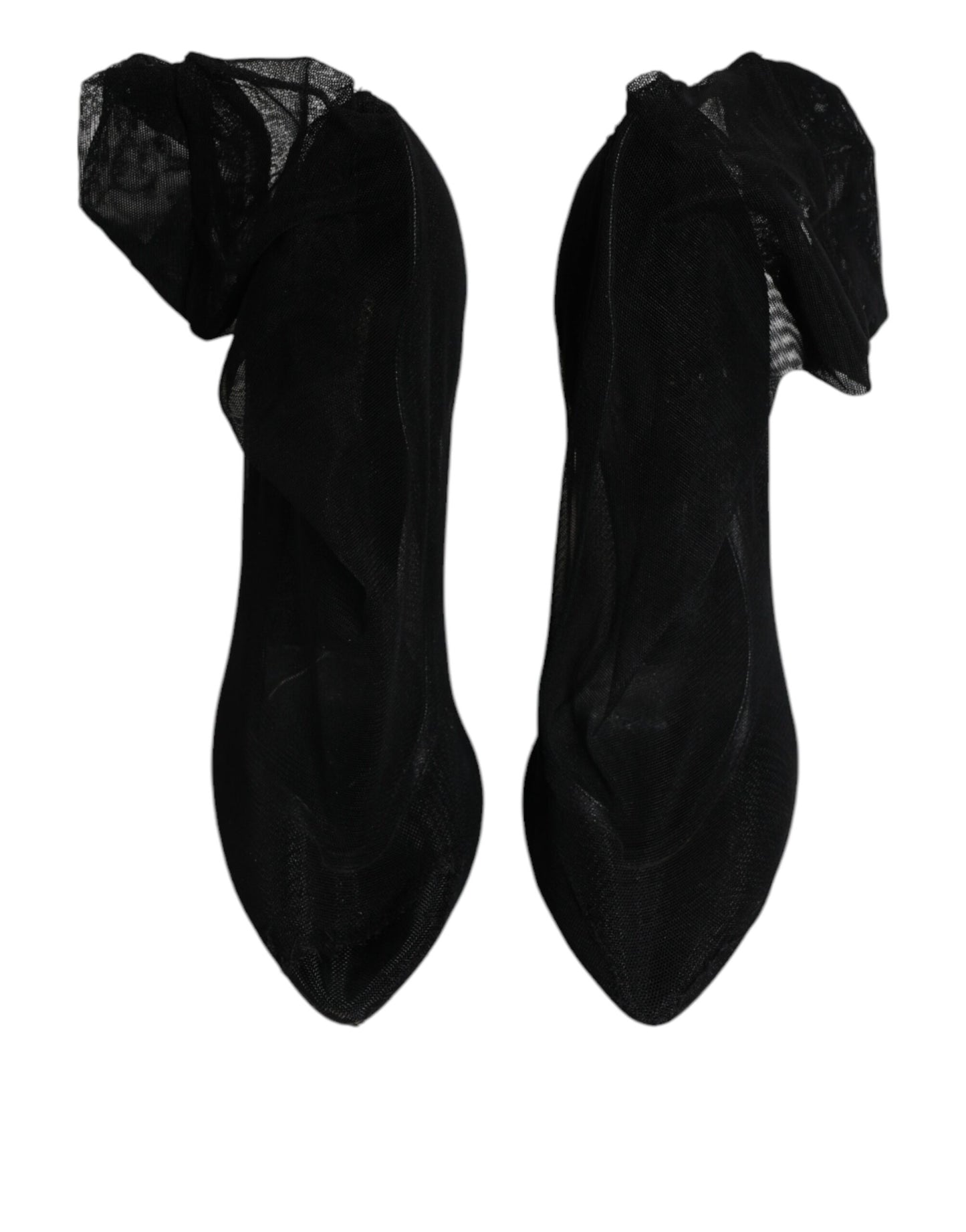حذاء دولتشي آند غابانا أسود من النايلون المرن الشبكي ذو الجورب