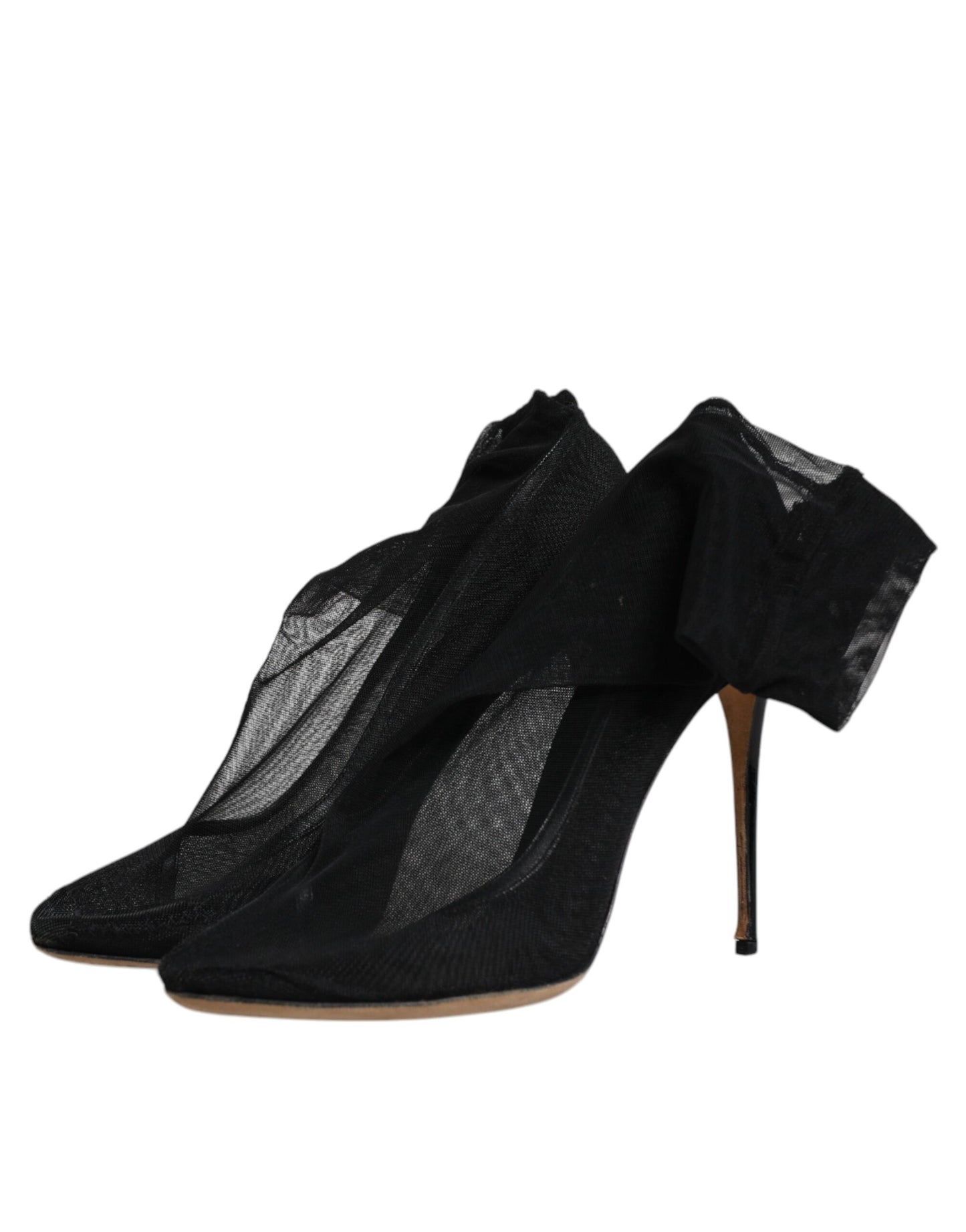 حذاء دولتشي آند غابانا أسود من النايلون المرن الشبكي ذو الجورب