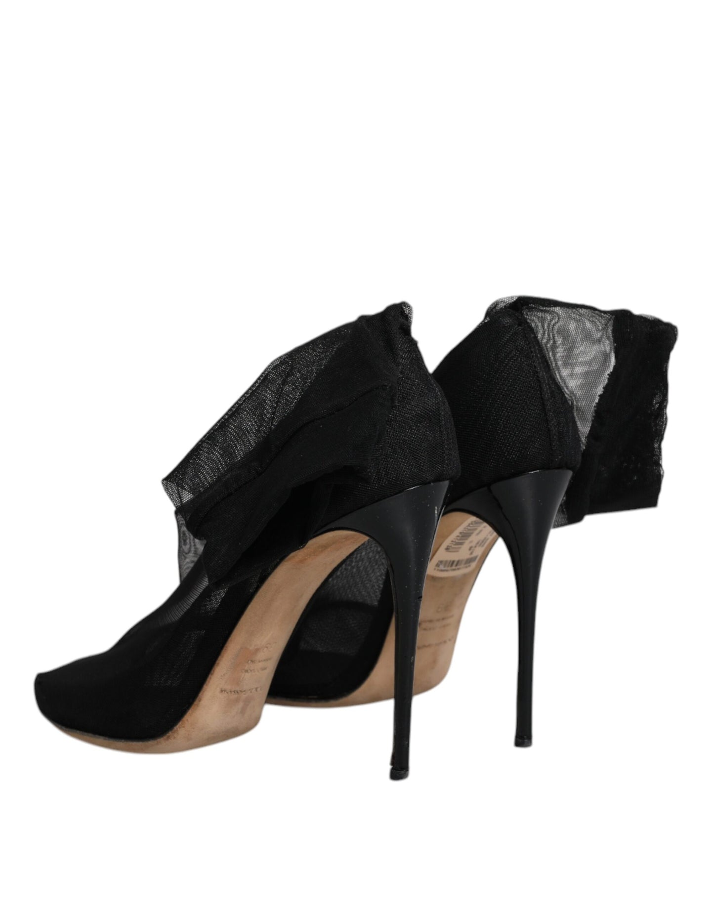 حذاء دولتشي آند غابانا أسود من النايلون المرن الشبكي ذو الجورب