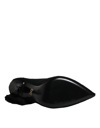 Dolce &amp; Gabbana Schwarze Stiletto-Absätze, wadenlange Stiefel
