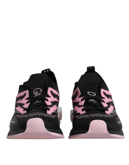 Dolce &amp; Gabbana Schwarz Rosa SORRENTO Sport Stretch Sneakers Schuhe