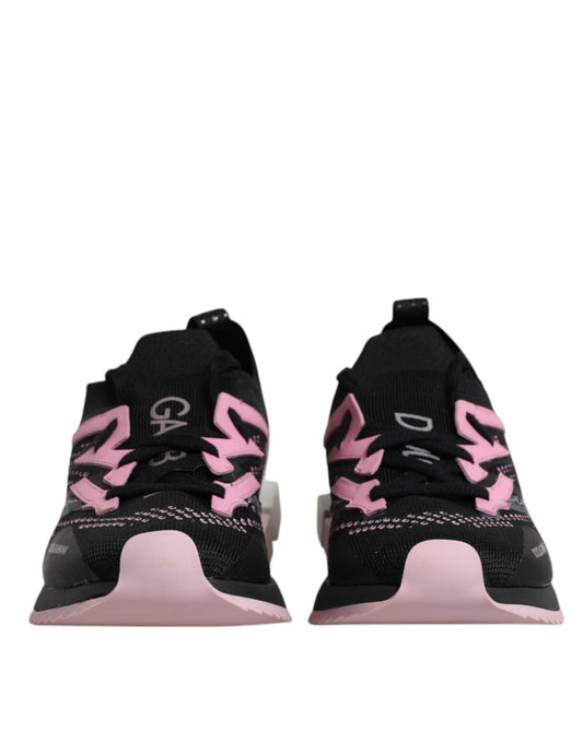 Dolce &amp; Gabbana Schwarz Rosa SORRENTO Sport Stretch Sneakers Schuhe