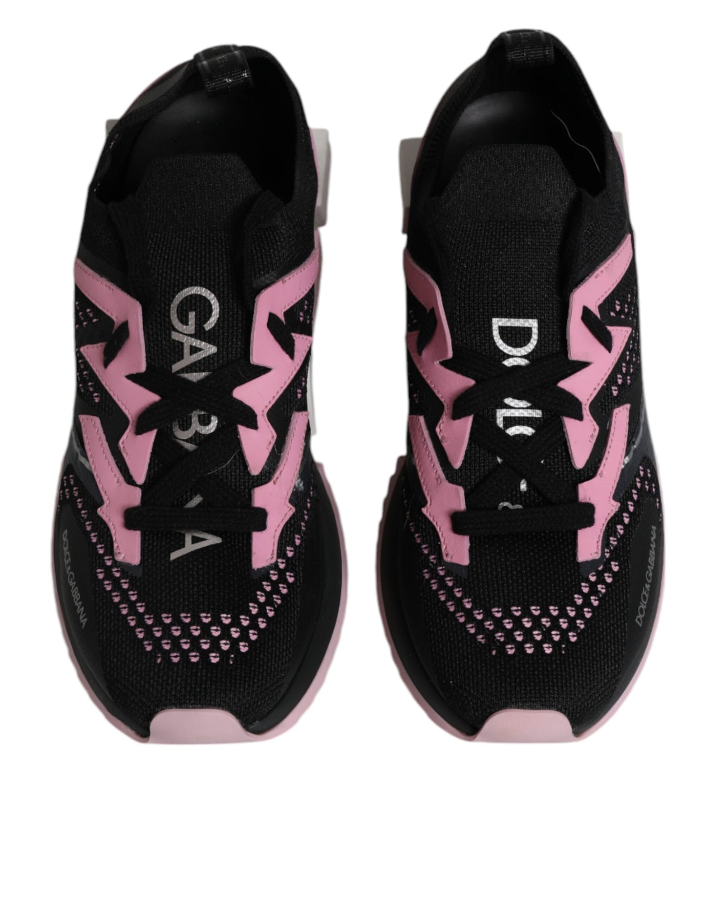 Dolce &amp; Gabbana Schwarz Rosa SORRENTO Sport Stretch Sneakers Schuhe