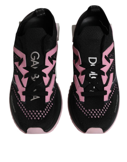 Dolce &amp; Gabbana Schwarz Rosa SORRENTO Sport Stretch Sneakers Schuhe