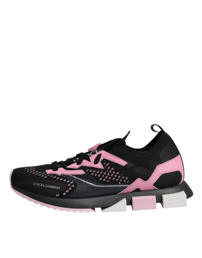 Dolce &amp; Gabbana Schwarz Rosa SORRENTO Sport Stretch Sneakers Schuhe