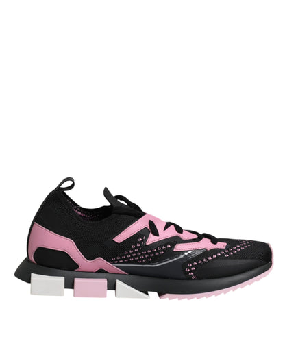 Dolce &amp; Gabbana Schwarz Rosa SORRENTO Sport Stretch Sneakers Schuhe