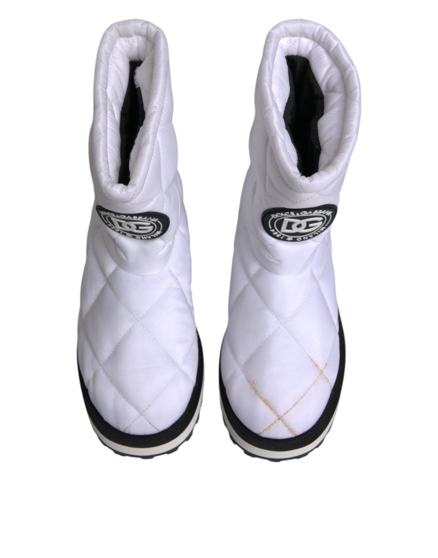 Dolce &amp; Gabbana – Weiße, gepolsterte Stiefel mit halbhohem Schaft aus Viskose