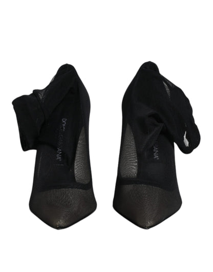 Dolce &amp; Gabbana – Schwarze Stiefel im Sockenstil aus Viskose-Mesh