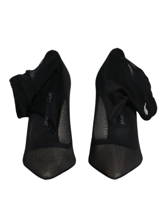 Dolce &amp; Gabbana – Schwarze Stiefel im Sockenstil aus Viskose-Mesh