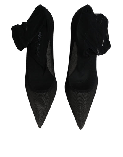 Dolce &amp; Gabbana – Schwarze Stiefel im Sockenstil aus Viskose-Mesh