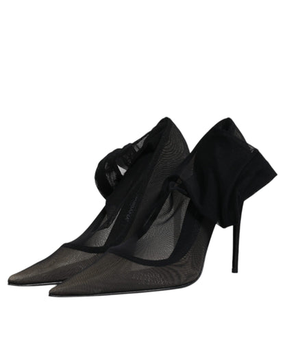 Dolce &amp; Gabbana – Schwarze Stiefel im Sockenstil aus Viskose-Mesh