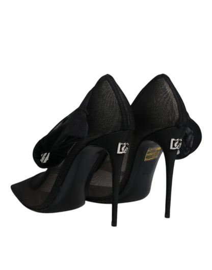 Dolce &amp; Gabbana – Schwarze Stiefel im Sockenstil aus Viskose-Mesh