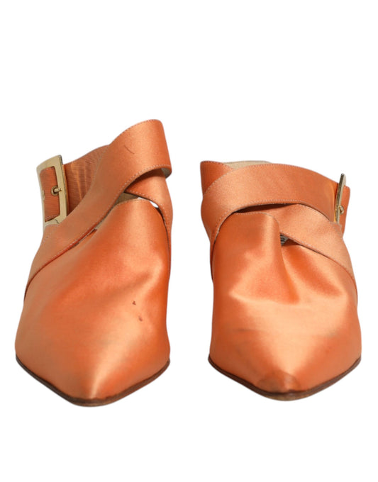 Dolce &amp; Gabbana Orange Kitten Heels Slingback Sandalen Schuhe