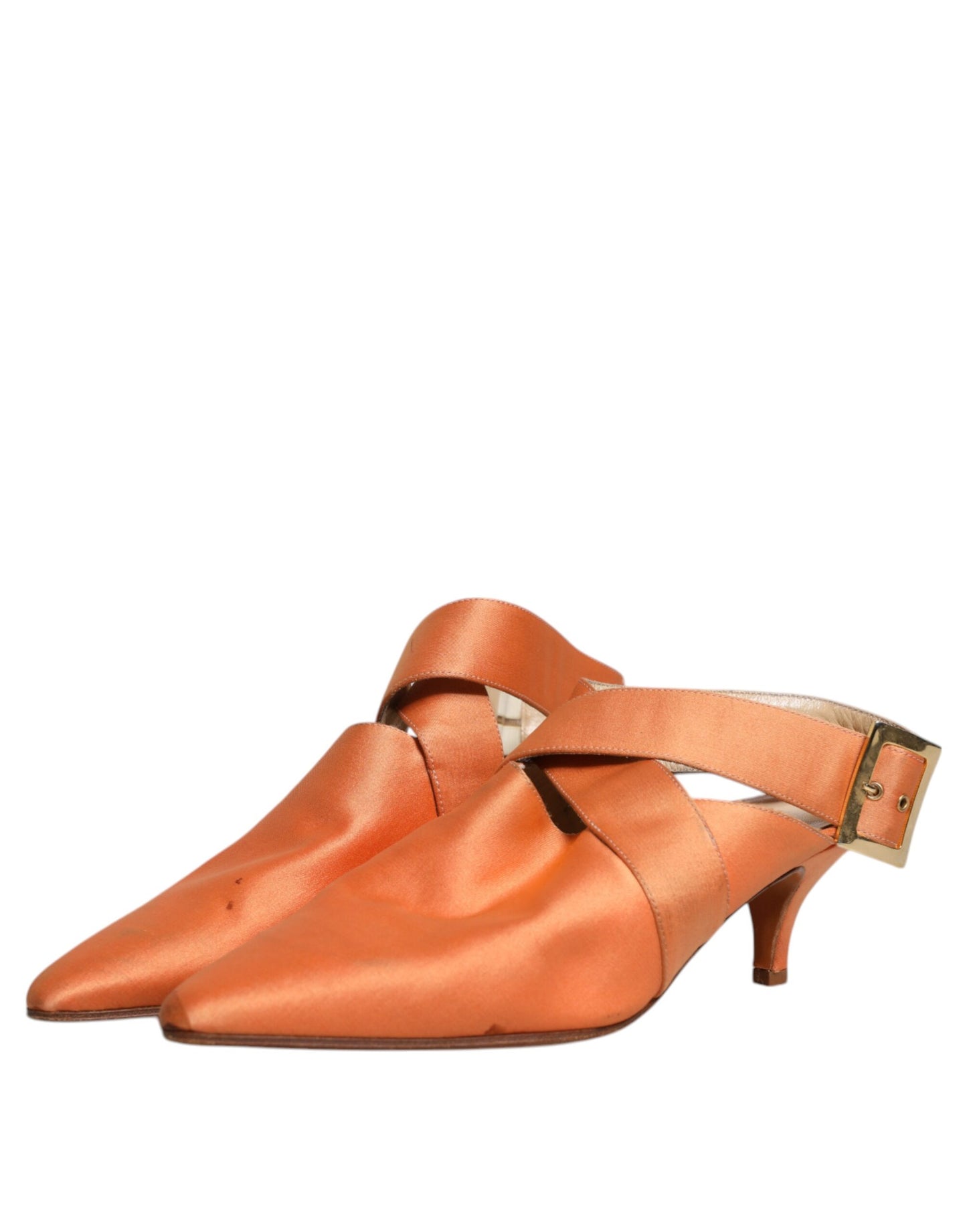 حذاء دولتشي آند غابانا البرتقالي بكعب صغير مفتوح من الخلف