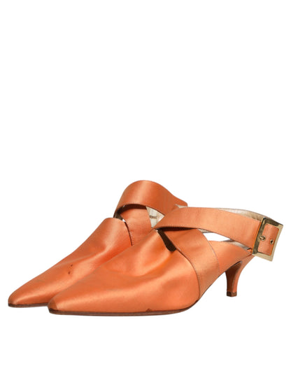 حذاء دولتشي آند غابانا البرتقالي بكعب صغير مفتوح من الخلف