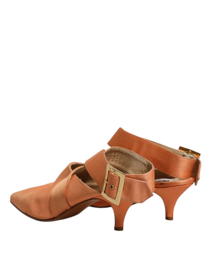 حذاء دولتشي آند غابانا البرتقالي بكعب صغير مفتوح من الخلف