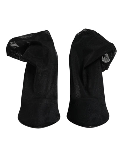 Dolce &amp; Gabbana – Schwarze Stiefel im Sockenstil aus Seidennetz