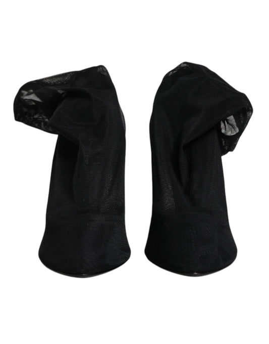 Dolce &amp; Gabbana – Schwarze Stiefel im Sockenstil aus Seidennetz