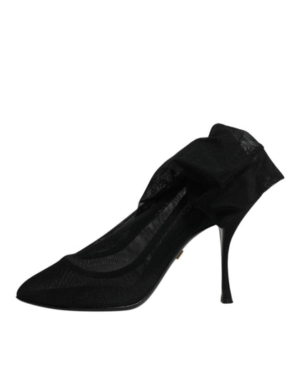 Dolce &amp; Gabbana – Schwarze Stiefel im Sockenstil aus Seidennetz