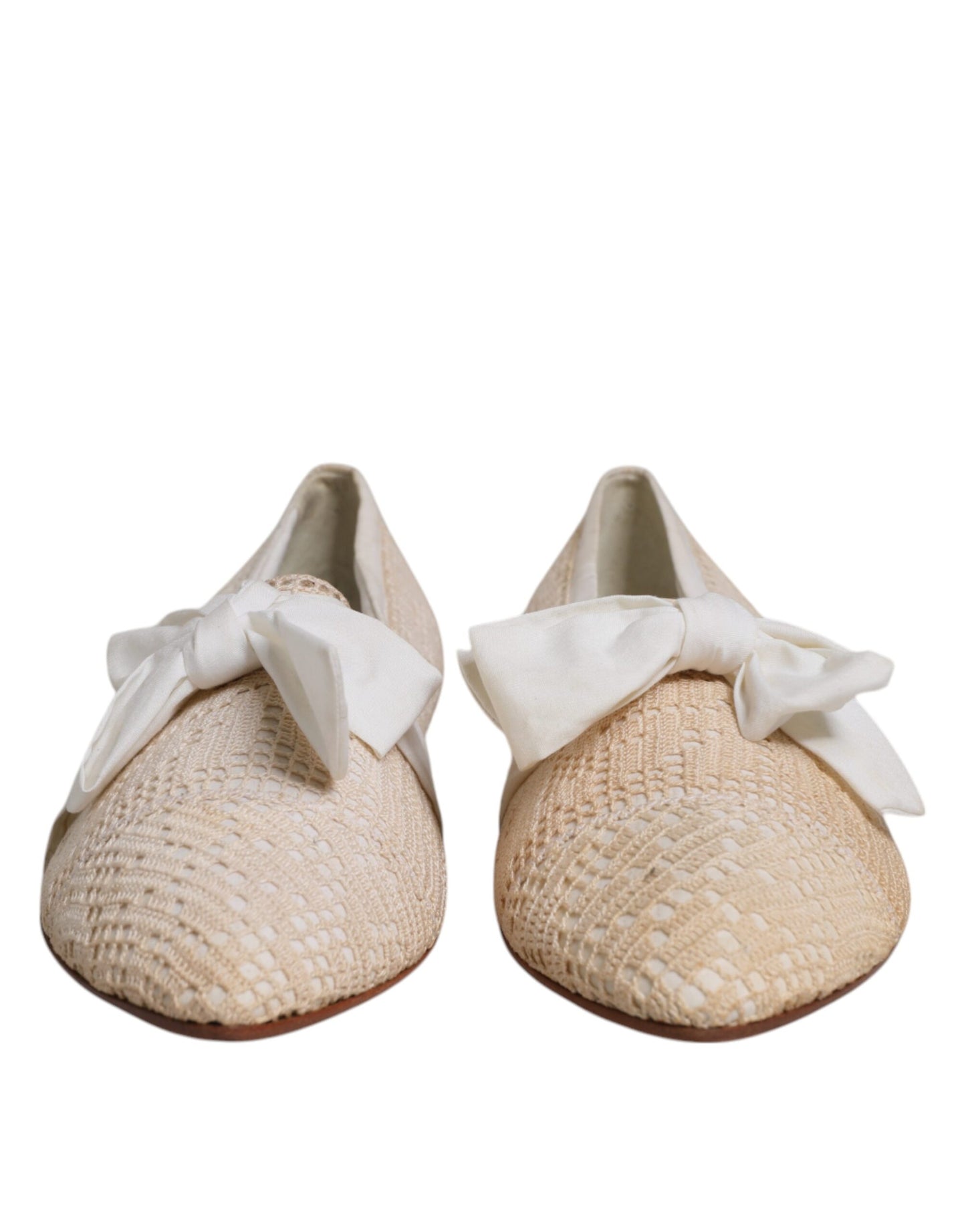 Dolce &amp; Gabbana Beige Ballerinas aus Stoff mit Schleife